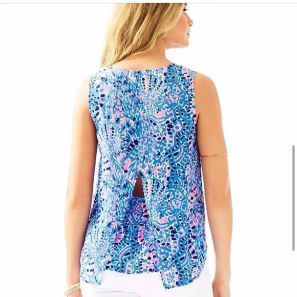 Lilly Pulitzer Zeta Sleeveless Silk Top Multicolor Summer Beach Size Small - Picture 2 of 7